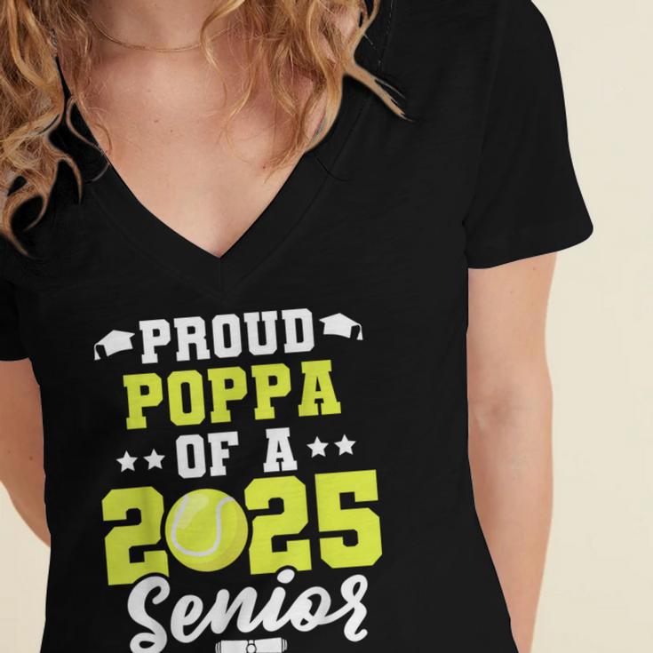 Senior Poppa 2025 Tennis Class Of 2025 Graduation Women's Jersey Short Sleeve Deep V-Neck Tshirt