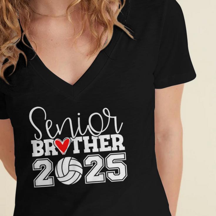 Senior Volleyball Brother 2025 Class Of 2025 Graduation Women's Jersey Short Sleeve Deep V-Neck Tshirt