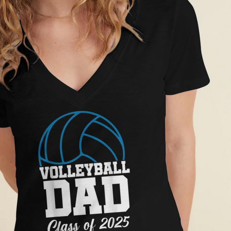 Senior Volleyball Dad Class Of 2025 Graduation Graduate Women's Jersey Short Sleeve Deep V-Neck Tshirt