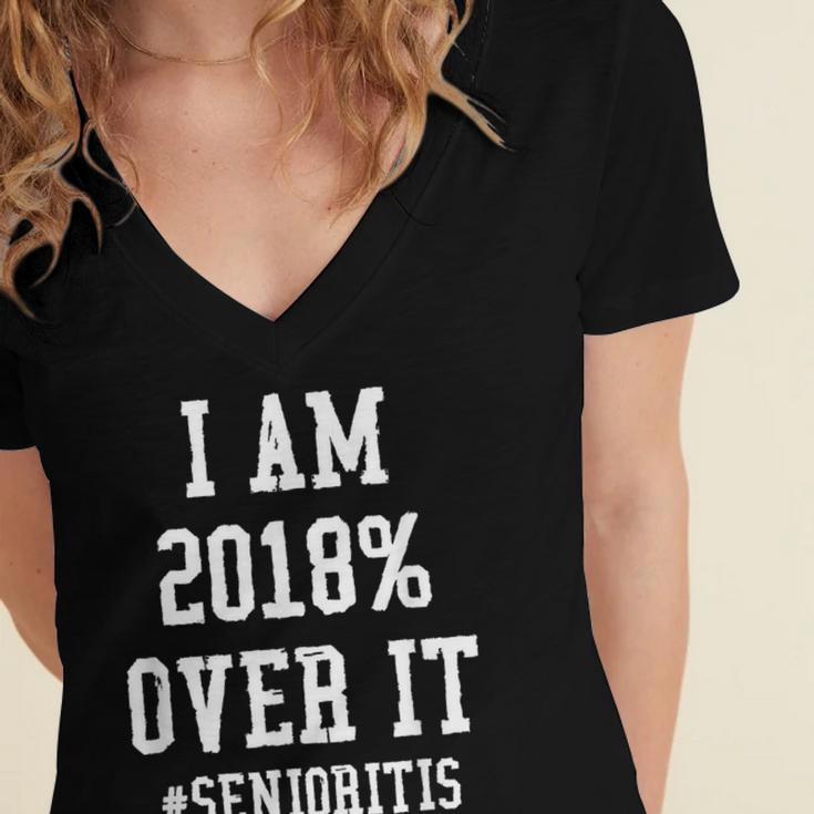 Senioritis Shirt For Senior Graduation Class Of 2018 Women's Jersey Short Sleeve Deep V-Neck Tshirt