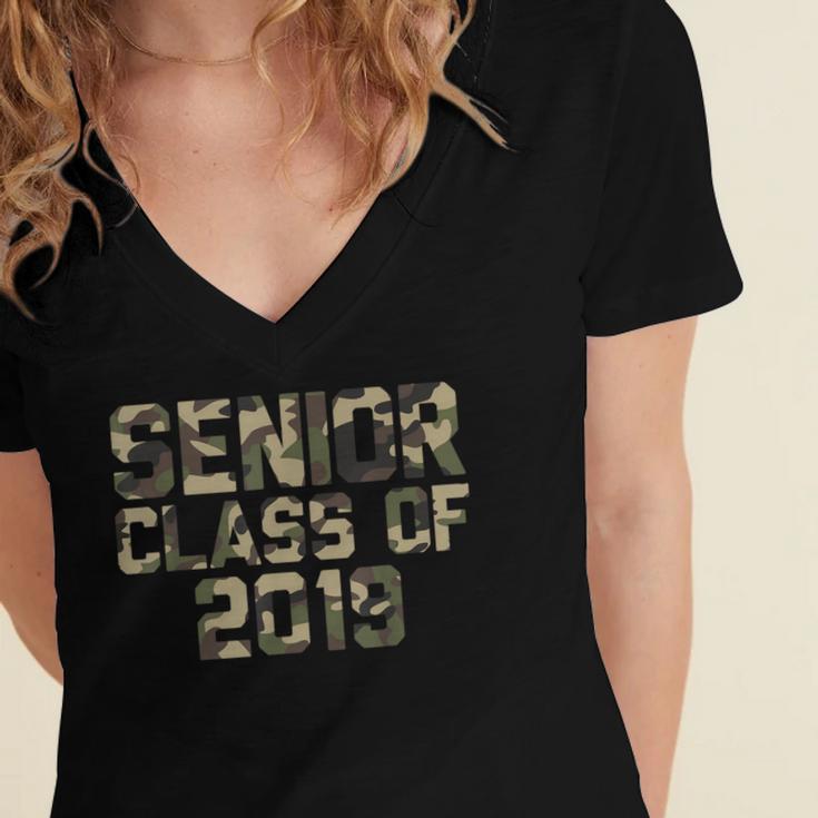 Seniors 2019 Class TShirt Camo Print T-Shirt Graduation Gift Women's Jersey Short Sleeve Deep V-Neck Tshirt