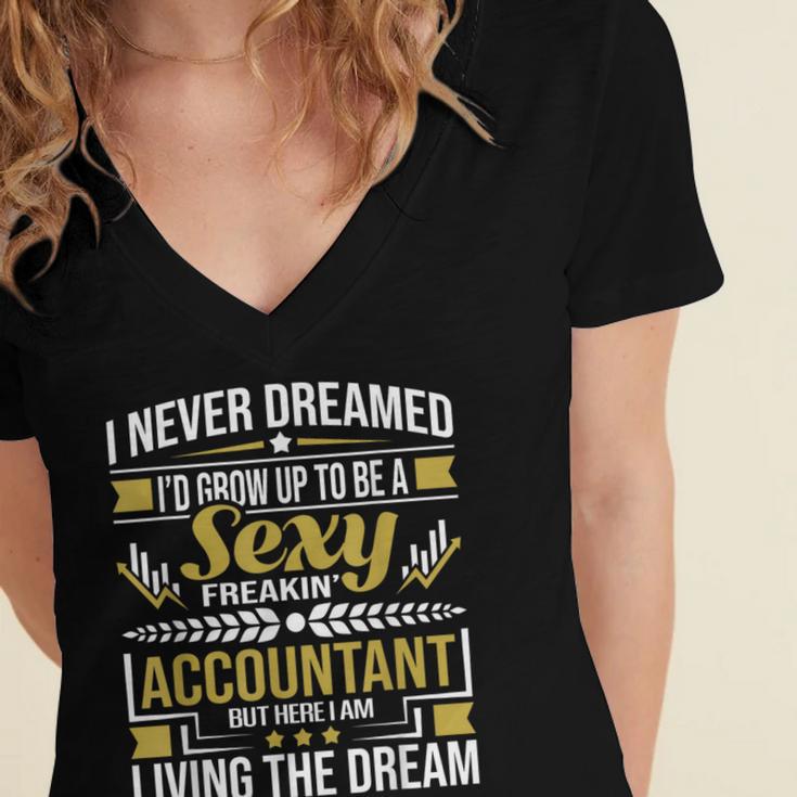 Be A Sexy Accountant Accounting Graduation Accountant Women's Jersey Short Sleeve Deep V-Neck Tshirt
