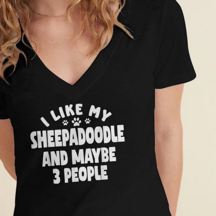 Sheepadoodle Fur Parent Sheeppoo Lover Dog Owner Introvert Women's Jersey Short Sleeve Deep V-Neck Tshirt Sheepadoodle Fur Parent Sheeppoo Lover Dog Owner Introvert Women's Jersey Short Sleeve Deep V-Neck Tshirt