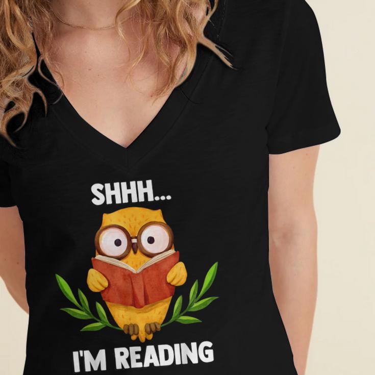 Shhh I'm Reading World Book Day Costume 2026 Kids Women's Jersey Short Sleeve Deep V-Neck Tshirt