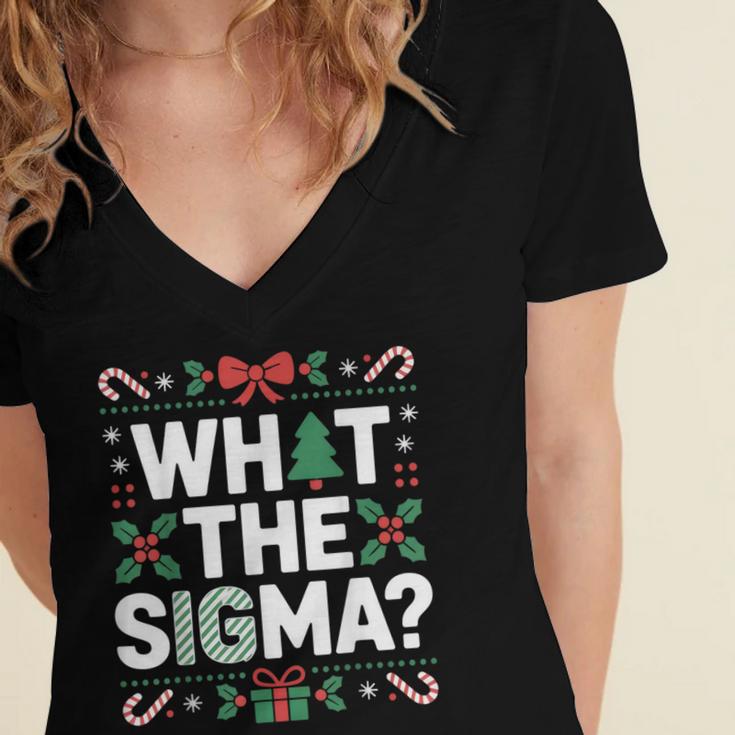 What The Sigma Christmas Party Outfit For Introverts Women's Jersey Short Sleeve Deep V-Neck Tshirt