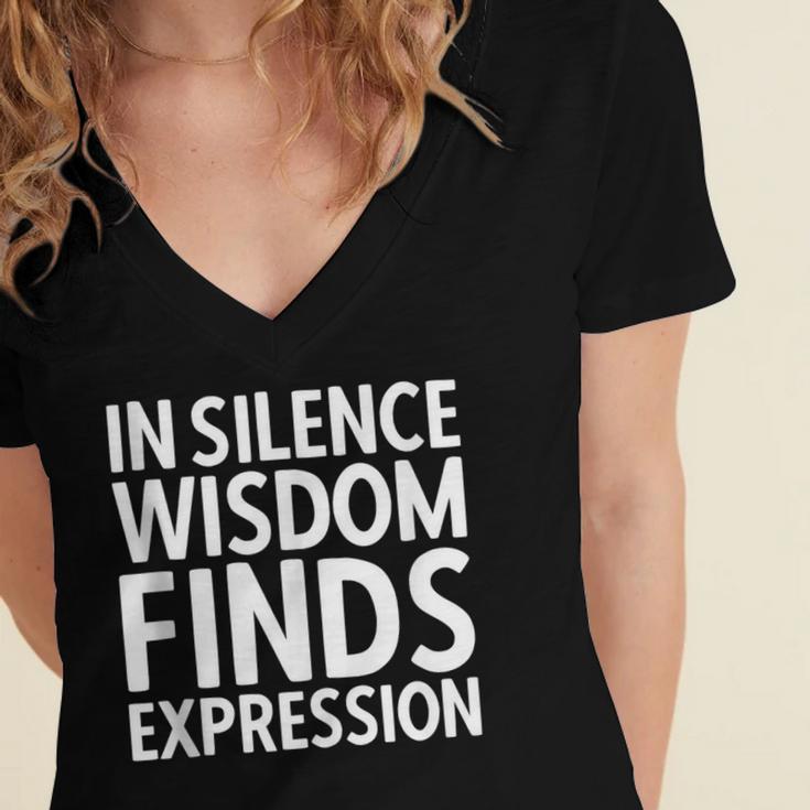 In Silence Wisdom Finds Expression Introvert Quote Women's Jersey Short Sleeve Deep V-Neck Tshirt In Silence Wisdom Finds Expression Introvert Quote Women's Jersey Short Sleeve Deep V-Neck Tshirt