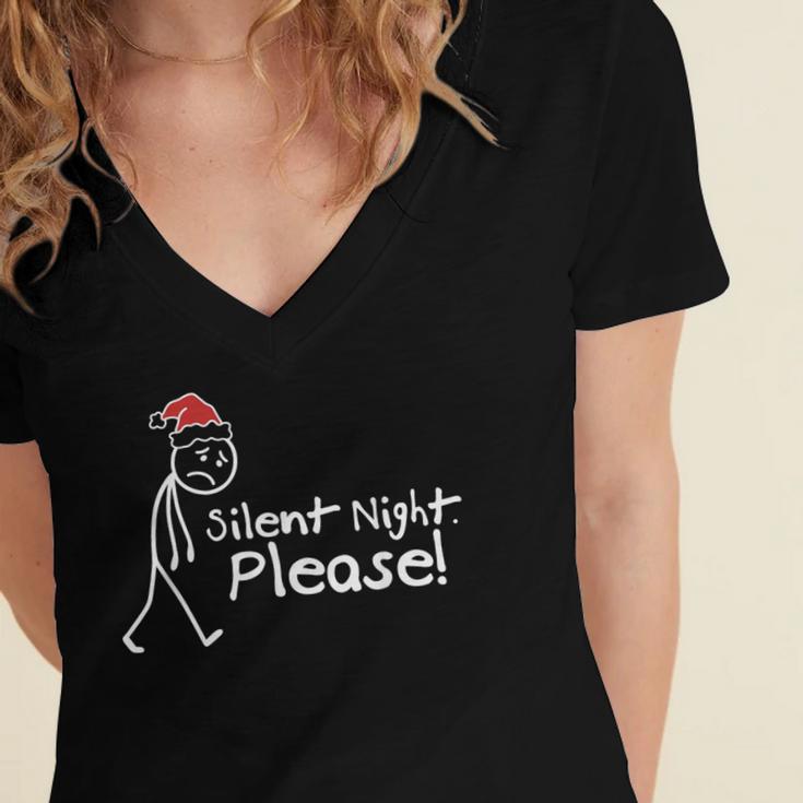 Silent Night Please Christmas Introvert Women's Jersey Short Sleeve Deep V-Neck Tshirt