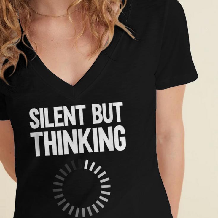 Silent But Thinking Introvert Women's Jersey Short Sleeve Deep V-Neck Tshirt Silent But Thinking Introvert Women's Jersey Short Sleeve Deep V-Neck Tshirt