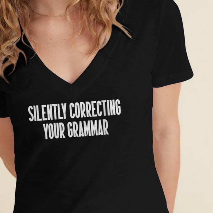 Silently Correcting Your Grammar Introvert Women's Jersey Short Sleeve Deep V-Neck Tshirt Silently Correcting Your Grammar Introvert Women's Jersey Short Sleeve Deep V-Neck Tshirt