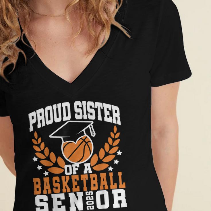 Sister Class Of 2025 Senior Basketball Graduation Family Women's Jersey Short Sleeve Deep V-Neck Tshirt