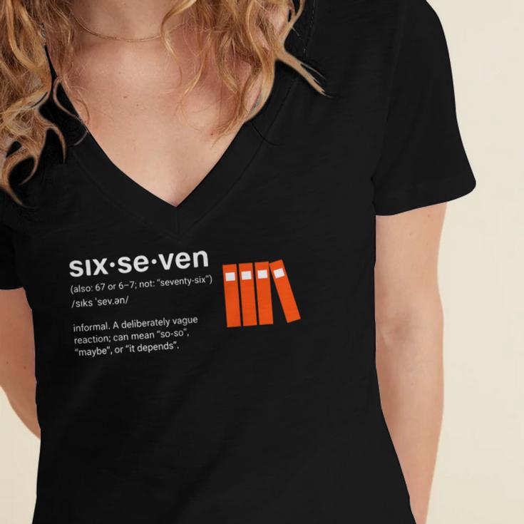 Six Seven Meme Reading Book Lover 6-7 67 Definition Women's Jersey Short Sleeve Deep V-Neck Tshirt