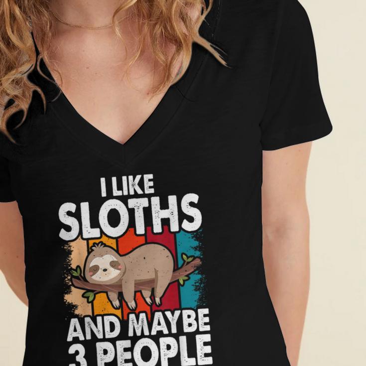 Sloth For Sloth Lover Men Women Kids Introvert Women's Jersey Short Sleeve Deep V-Neck Tshirt Sloth For Sloth Lover Men Women Kids Introvert Women's Jersey Short Sleeve Deep V-Neck Tshirt