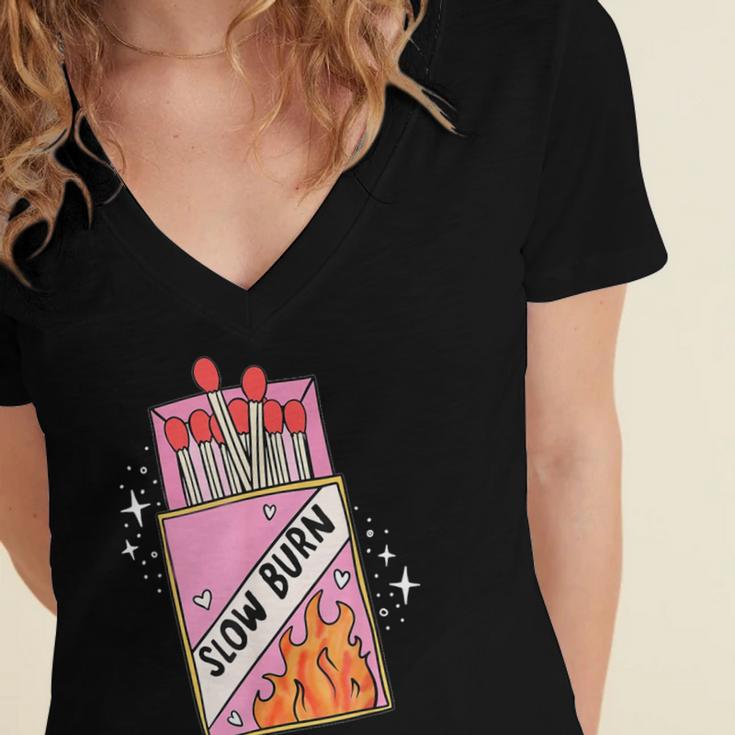 Slow Burn Book Trope Worth The Wait Love Takes Time Women's Jersey Short Sleeve Deep V-Neck Tshirt