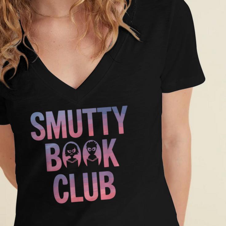 Smut Reader Book Lover Bookworms Women's Jersey Short Sleeve Deep V-Neck Tshirt