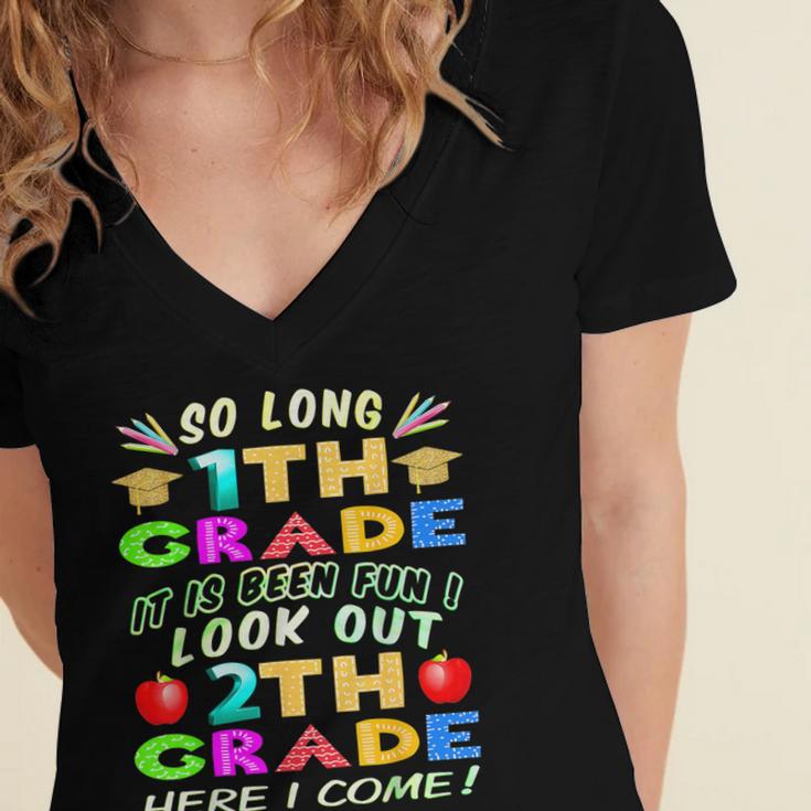 So Long 1st Grade 2nd Grade Here I Come Graduation 2022 Women's Jersey Short Sleeve Deep V-Neck Tshirt