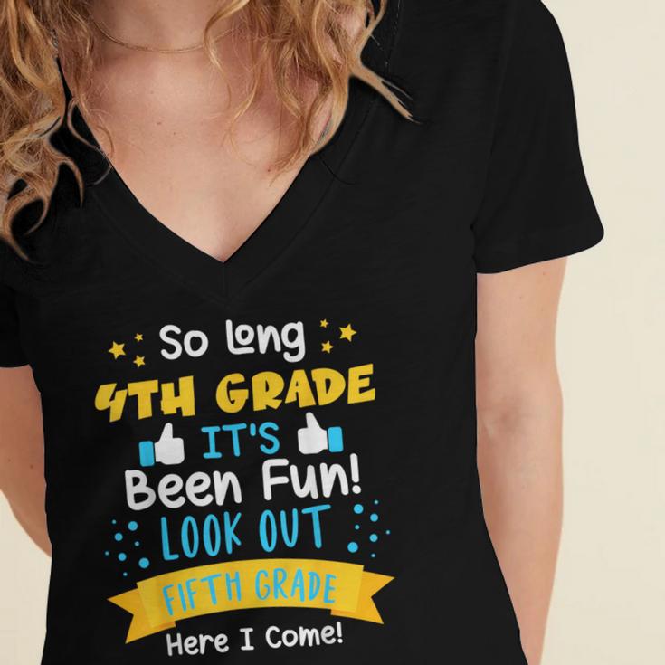 So Long 4th Grade Graduation 2025 School 5th Grade Here Come Women's Jersey Short Sleeve Deep V-Neck Tshirt
