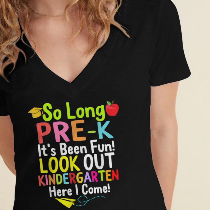 So Long Pre-K Kindergarten Here I Come Graduation Kids Women's Jersey Short Sleeve Deep V-Neck Tshirt