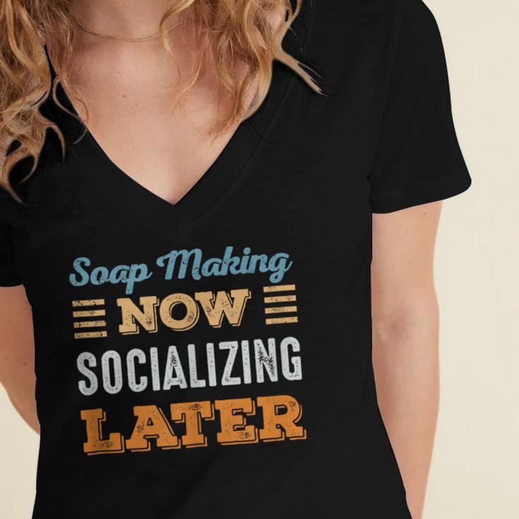 Soap Making Now Minimal Socializing Introvert Vintage Women's Jersey Short Sleeve Deep V-Neck Tshirt Soap Making Now Minimal Socializing Introvert Vintage Women's Jersey Short Sleeve Deep V-Neck Tshirt