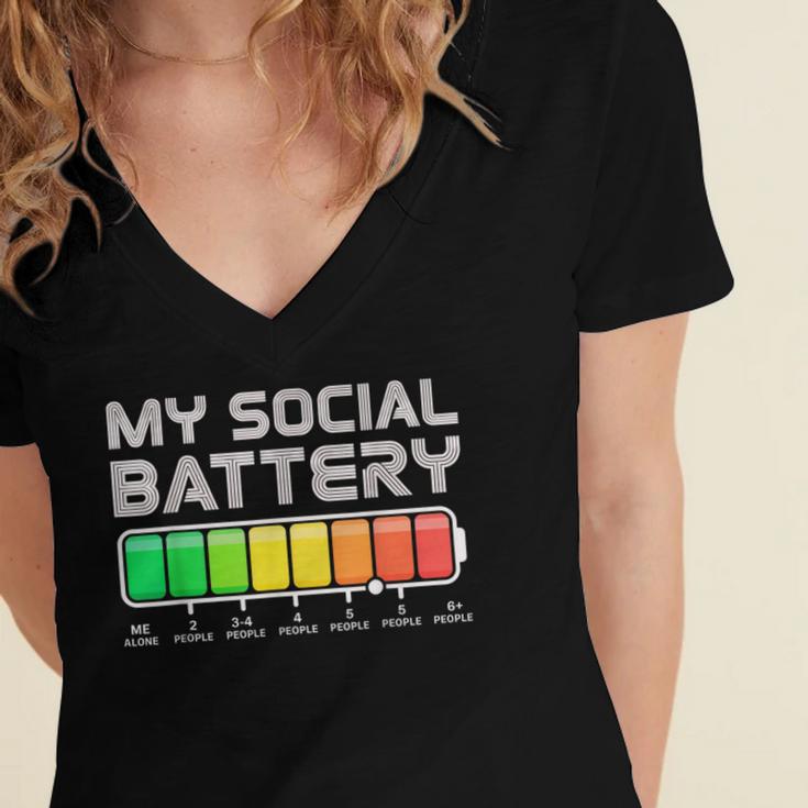Social Battery Low Energy Antisocial Introvert Women's Jersey Short Sleeve Deep V-Neck Tshirt Social Battery Low Energy Antisocial Introvert Women's Jersey Short Sleeve Deep V-Neck Tshirt