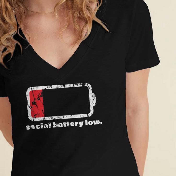 Social Battery Low Introvert Women's Jersey Short Sleeve Deep V-Neck Tshirt Social Battery Low Introvert Women's Jersey Short Sleeve Deep V-Neck Tshirt