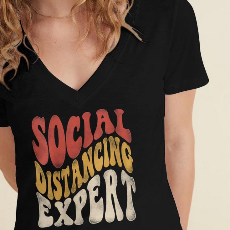 Social Distancing Expert Introvert Women's Jersey Short Sleeve Deep V-Neck Tshirt Social Distancing Expert Introvert Women's Jersey Short Sleeve Deep V-Neck Tshirt
