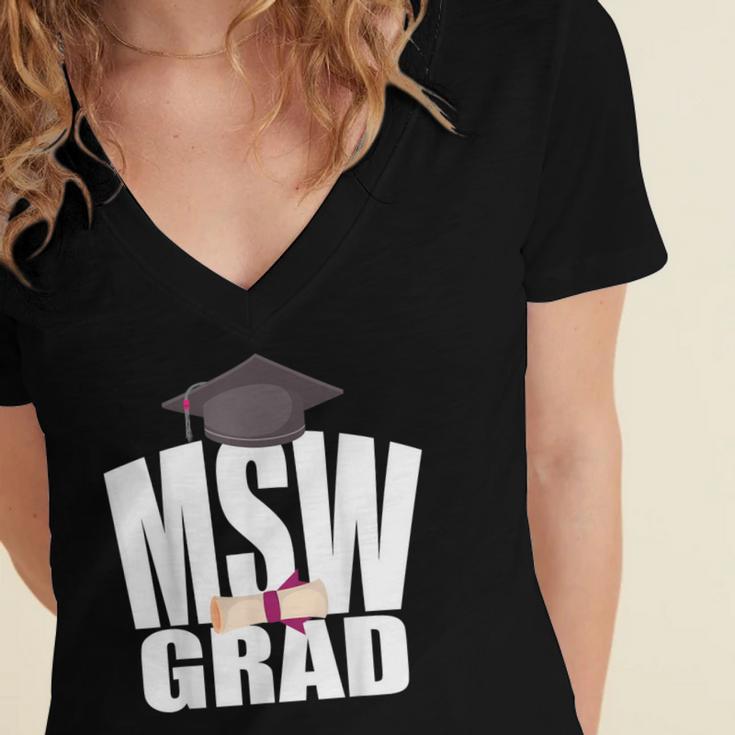 Social Work MSW Graduation Masters Degree Worker 2020 Women's Jersey Short Sleeve Deep V-Neck Tshirt