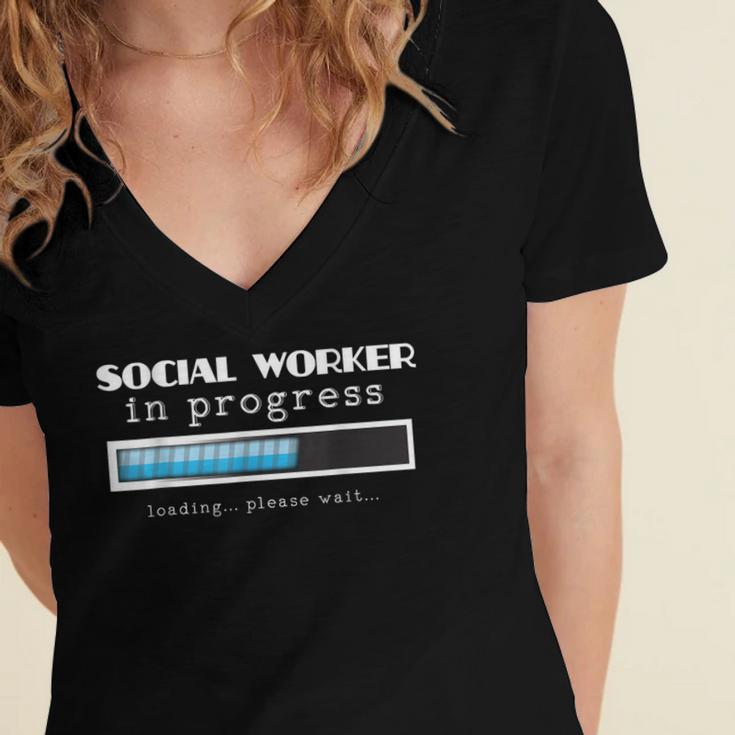 Social Worker In Progress MSW Masters Graduation Shirt Women's Jersey Short Sleeve Deep V-Neck Tshirt