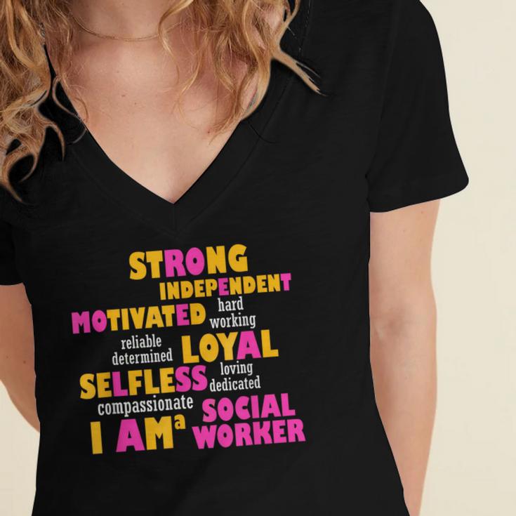 Social WorkerShirt Graduation Social Work Month Women's Jersey Short Sleeve Deep V-Neck Tshirt
