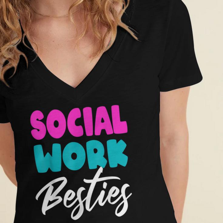Social Worker Work Coworkers Best Friend Graduation MSW Women's Jersey Short Sleeve Deep V-Neck Tshirt