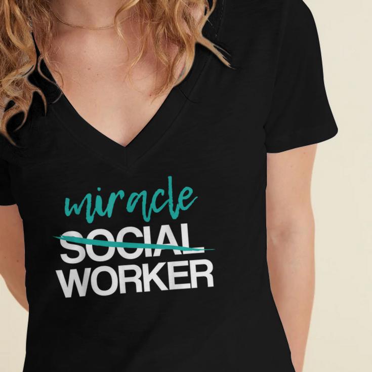 Social Worker Work Month MSW Graduation Masters Women's Jersey Short Sleeve Deep V-Neck Tshirt