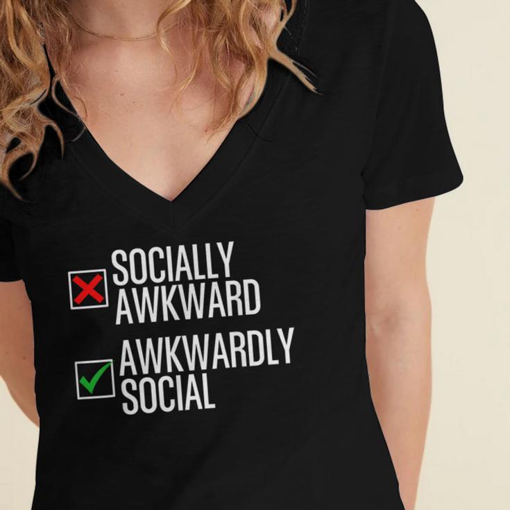 Socially Awkward Introvert Anxious Awkwardly Social Women's Jersey Short Sleeve Deep V-Neck Tshirt Socially Awkward Introvert Anxious Awkwardly Social Women's Jersey Short Sleeve Deep V-Neck Tshirt