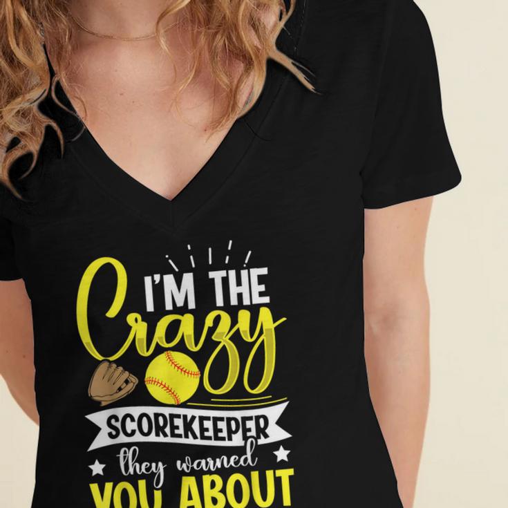 Softball Scorekeeper For a Score Book Keeper Women's Jersey Short Sleeve Deep V-Neck Tshirt Softball Scorekeeper For a Score Book Keeper Women's Jersey Short Sleeve Deep V-Neck Tshirt