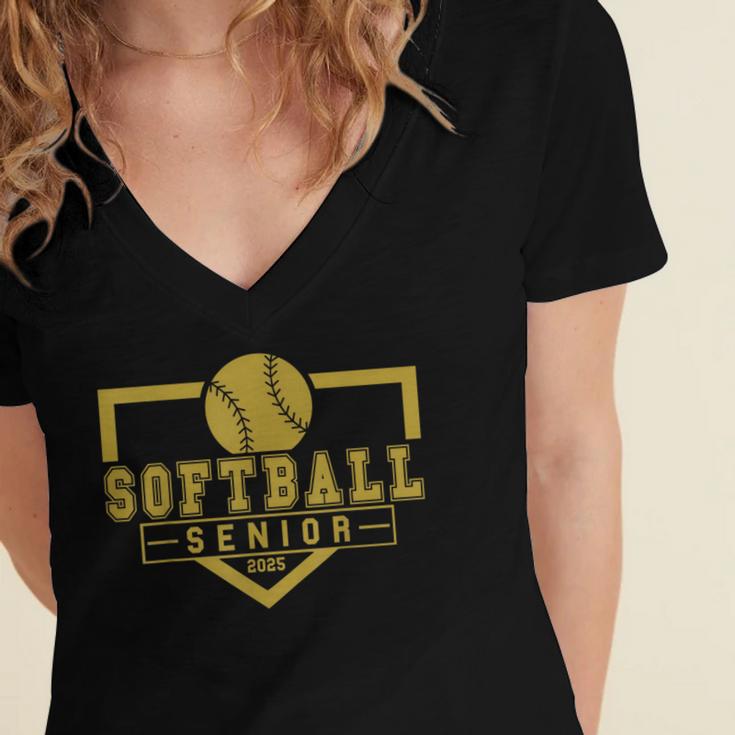 Softball Senior Night Softball Senior 2025 Graduation 20 Women's Jersey Short Sleeve Deep V-Neck Tshirt