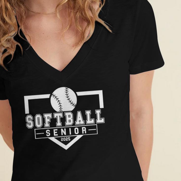 Softball Senior Night Softball Senior 2025 Graduation 4 Women's Jersey Short Sleeve Deep V-Neck Tshirt