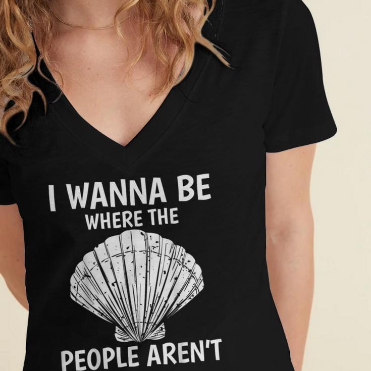 Solitude Introverts I Wanna Be Where The People Aren't Women's Jersey Short Sleeve Deep V-Neck Tshirt Solitude Introverts I Wanna Be Where The People Aren't Women's Jersey Short Sleeve Deep V-Neck Tshirt
