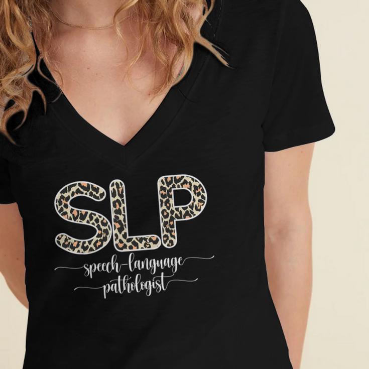 Speech Therapy Graduation For CCC-SLP Therapist Women's Jersey Short Sleeve Deep V-Neck Tshirt