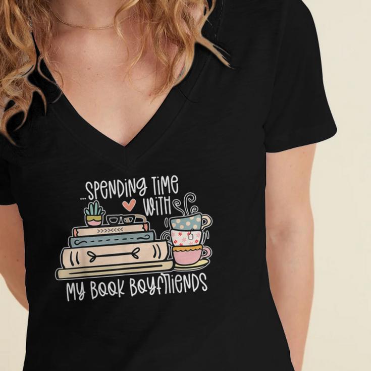 Spending Time With My Book Boyfriends Apparel Women's Jersey Short Sleeve Deep V-Neck Tshirt