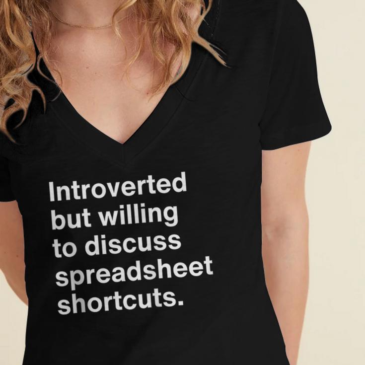 Spreadsheet Nerd Introverted Accountant Women's Jersey Short Sleeve Deep V-Neck Tshirt
