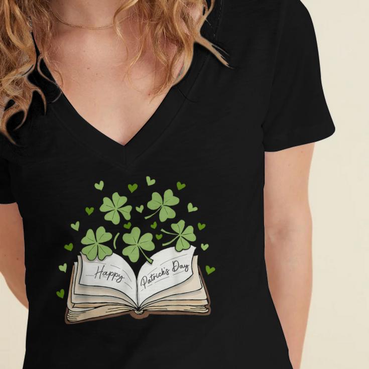 St Patricks Day Book Lover Librarian Reading Saint Pattys Women's Jersey Short Sleeve Deep V-Neck Tshirt St Patricks Day Book Lover Librarian Reading Saint Pattys Women's Jersey Short Sleeve Deep V-Neck Tshirt