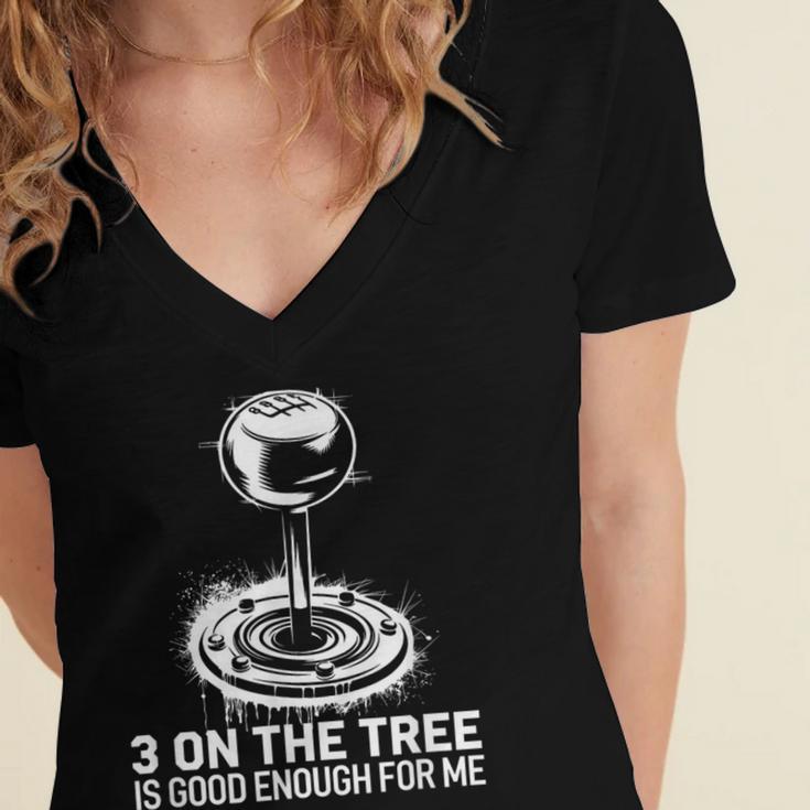 Stick Shift Nostalgia Column Shift Line Women's Jersey Short Sleeve Deep V-Neck Tshirt