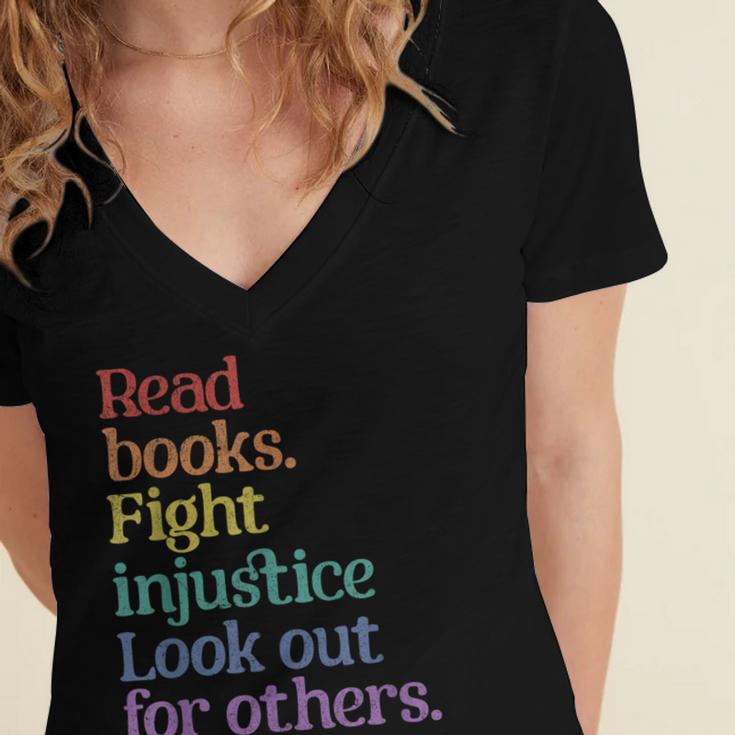 Stop Book Banning Pro Library Women's Jersey Short Sleeve Deep V-Neck Tshirt