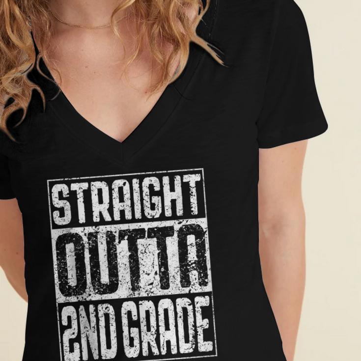Straight Outta 2nd Grade Shirt Second Grade Graduation Women's Jersey Short Sleeve Deep V-Neck Tshirt