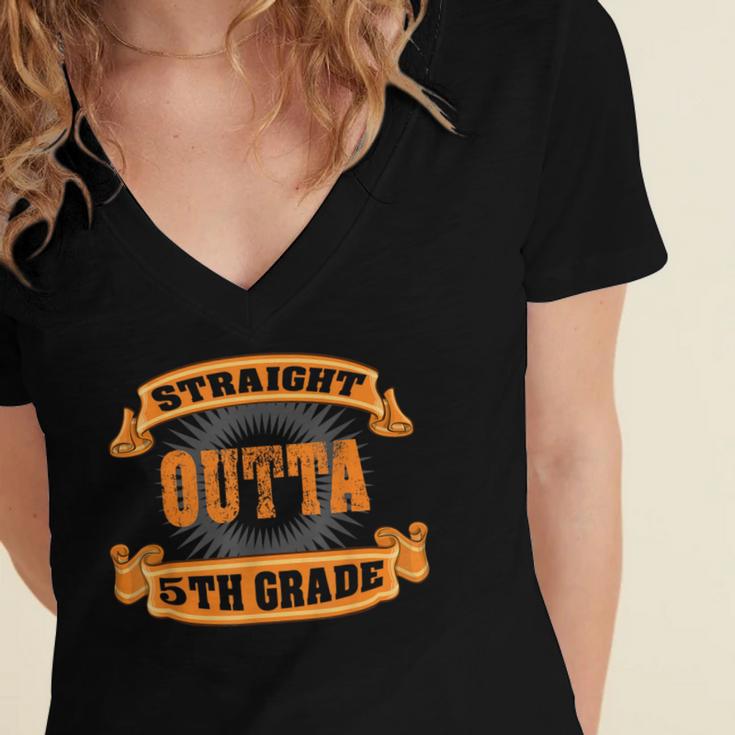 Straight Outta 5th Grade Shirt Fifth Graduation Boys Girls Women's Jersey Short Sleeve Deep V-Neck Tshirt