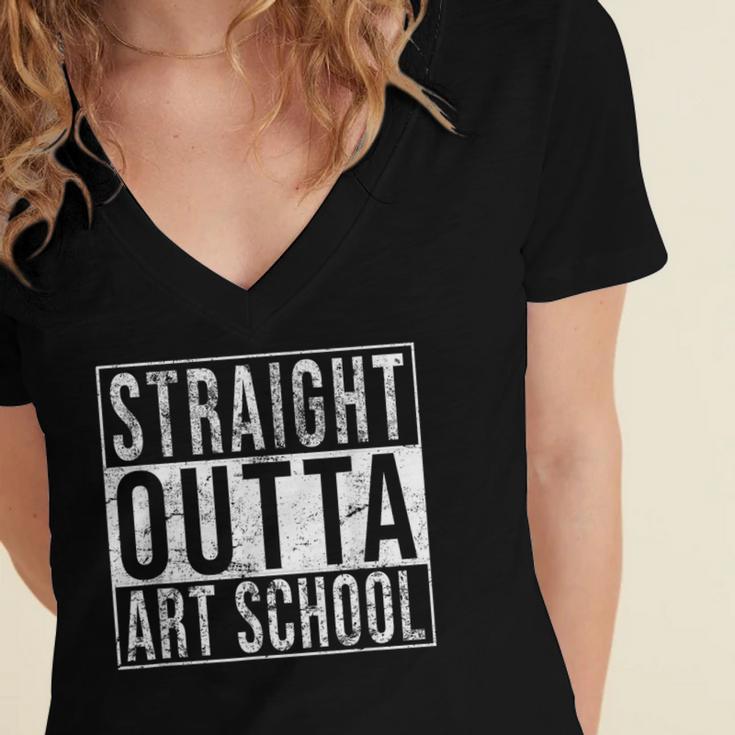 Straight Outta Art School Graduation Shirt Women's Jersey Short Sleeve Deep V-Neck Tshirt