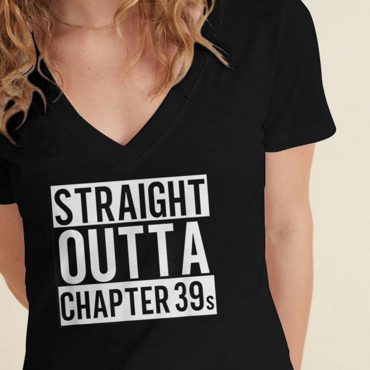 Straight Outta Chapter 39 Cute Book Lover Reader Women's Jersey Short Sleeve Deep V-Neck Tshirt