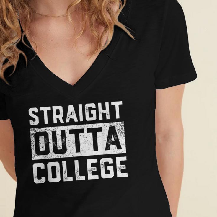 Straight Outta College Graduation Adult Women's Jersey Short Sleeve Deep V-Neck Tshirt