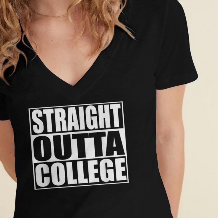 Straight Outta College Shirt College Graduation Shirt Women's Jersey Short Sleeve Deep V-Neck Tshirt