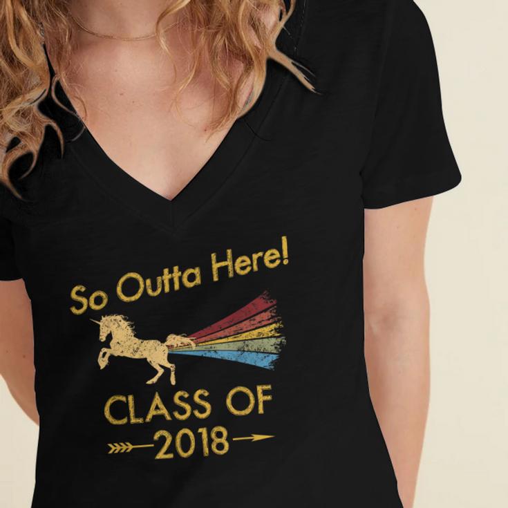 STRAIGHT OUTTA HIGH SCHOOL 2018 Grad Graduation Shirt Women's Jersey Short Sleeve Deep V-Neck Tshirt