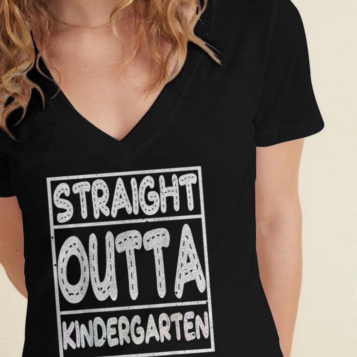 Straight Outta Kindergarten Shirt Great Graduation Idea Women's Jersey Short Sleeve Deep V-Neck Tshirt