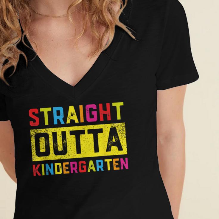 Straight Outta Kindergarten TShirt Graduation Kid Women's Jersey Short Sleeve Deep V-Neck Tshirt